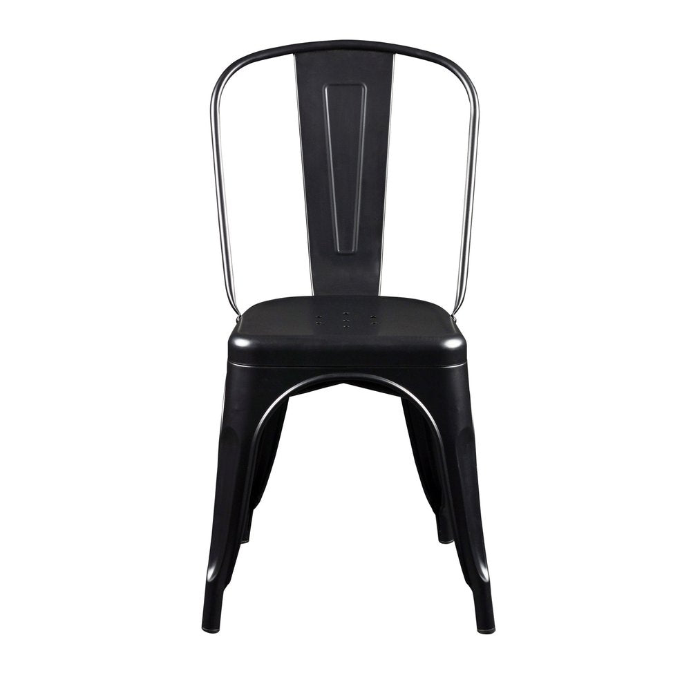 Set of Four Black Steel Dining Side Chairs HomeRoots
