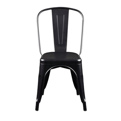 Set of Four Black Steel Dining Side Chairs HomeRoots