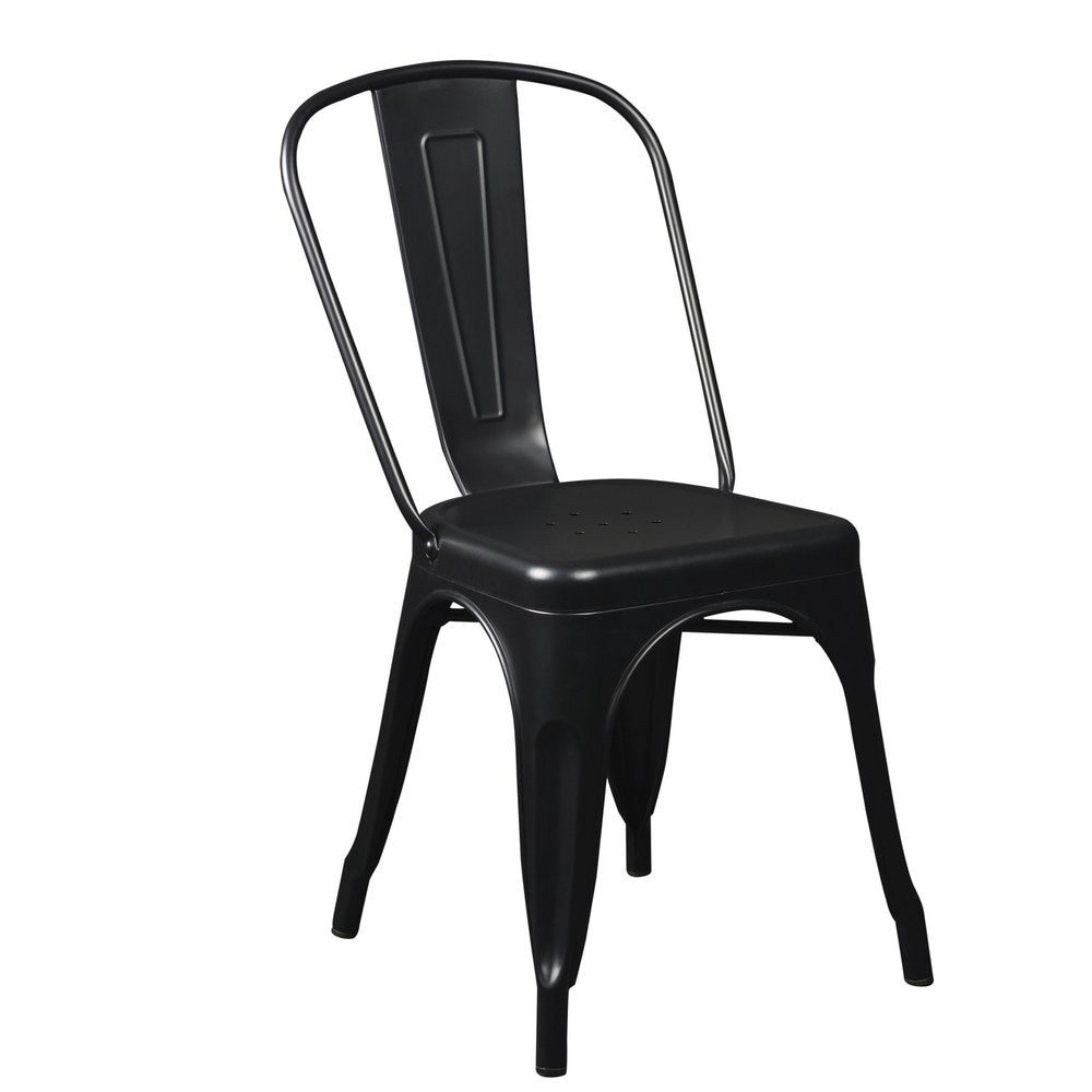 Set of Four Black Steel Dining Side Chairs HomeRoots
