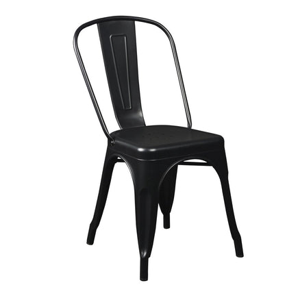 Set of Four Black Steel Dining Side Chairs HomeRoots