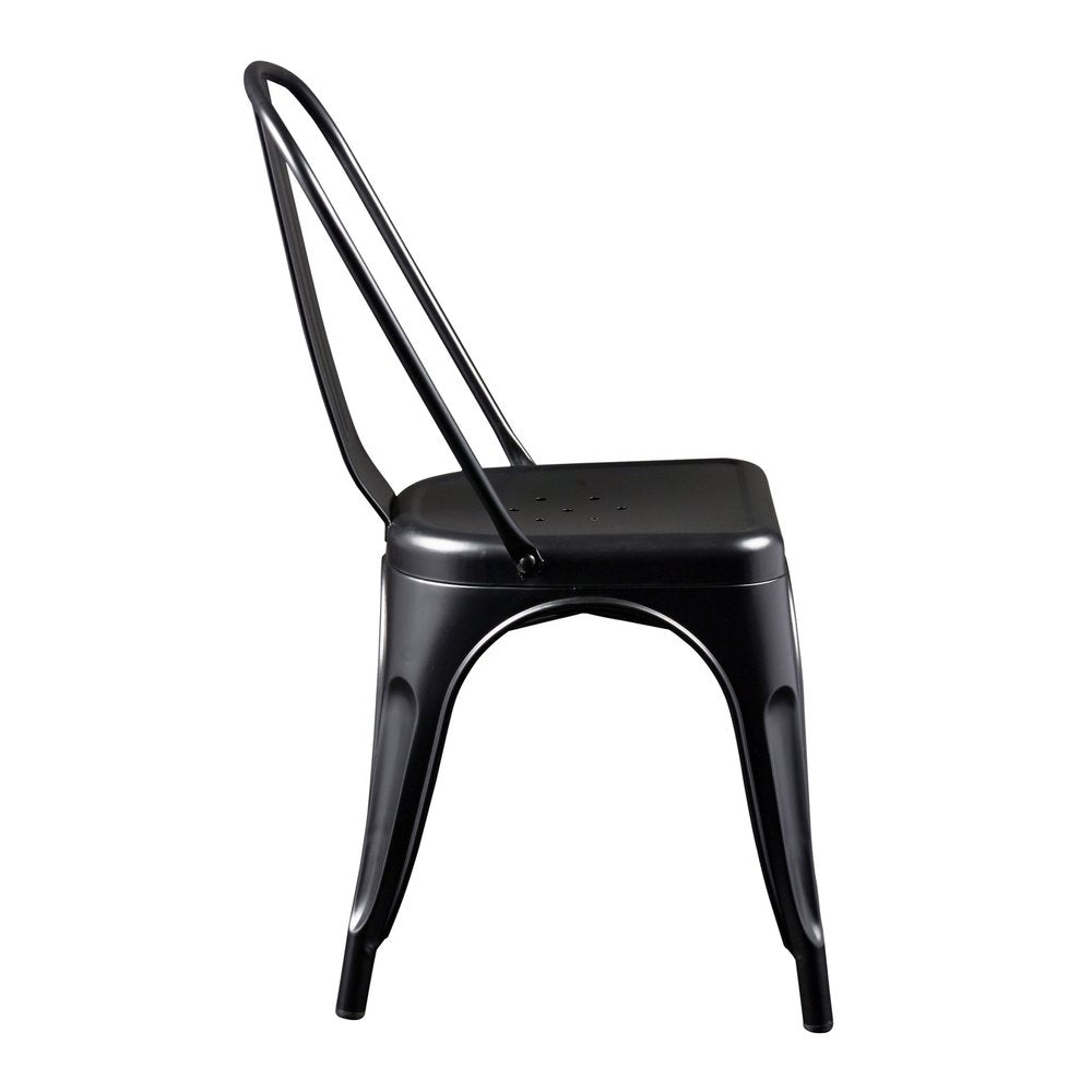 Set of Four Black Steel Dining Side Chairs HomeRoots
