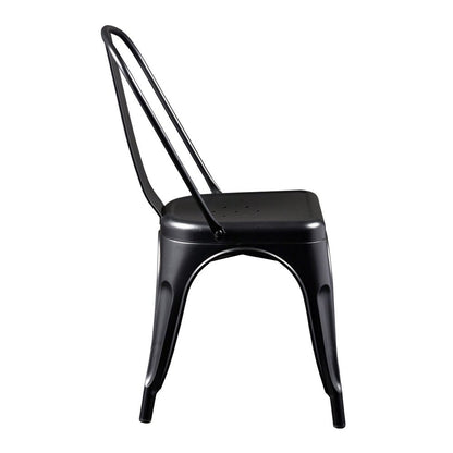 Set of Four Black Steel Dining Side Chairs HomeRoots