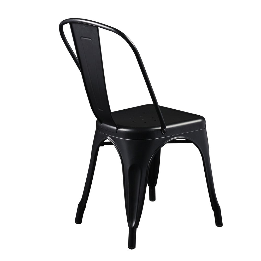 Set of Four Black Steel Dining Side Chairs HomeRoots