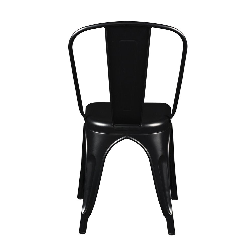 Set of Four Black Steel Dining Side Chairs HomeRoots