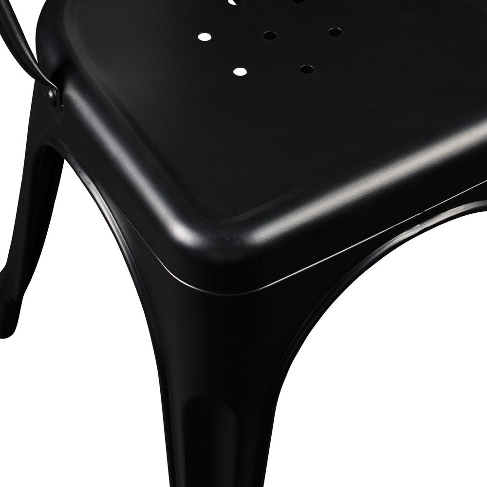 Set of Four Black Steel Dining Side Chairs HomeRoots