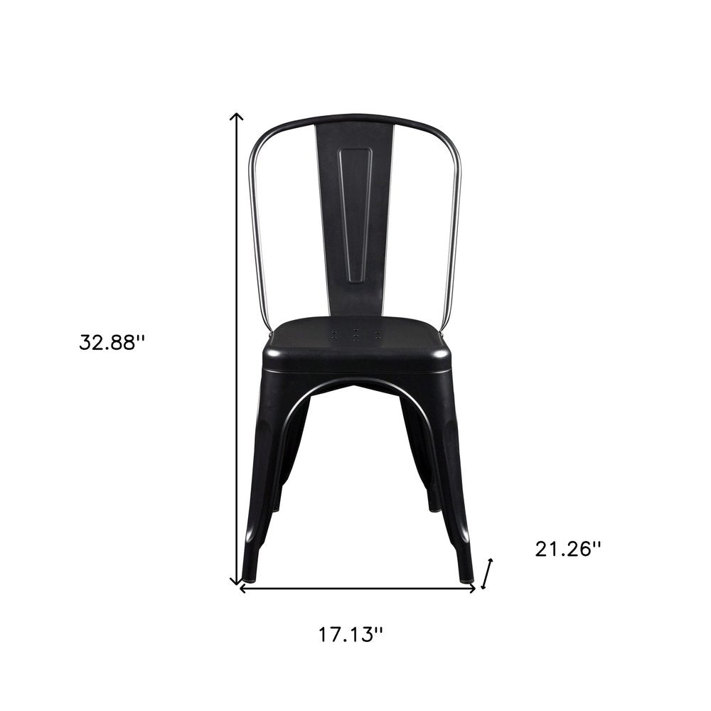 Set of Four Black Steel Dining Side Chairs HomeRoots