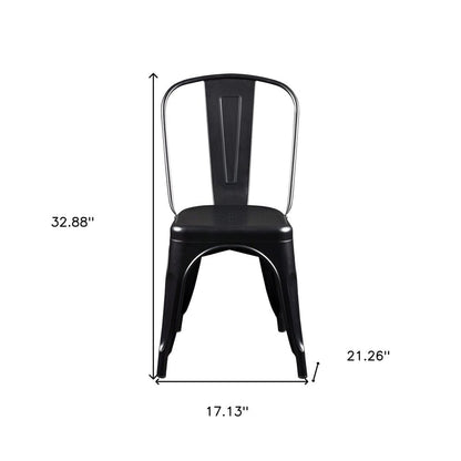 Set of Four Black Steel Dining Side Chairs HomeRoots
