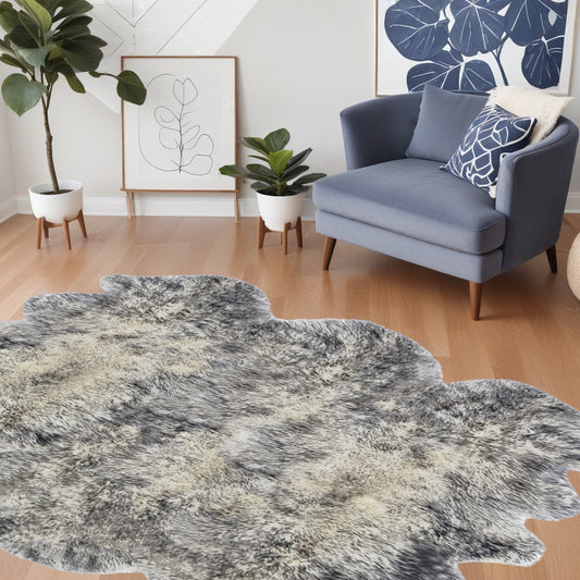 5' X 6' Gray Sheepskin Handmade Area Rug - 60.0" (H) x 72.0" (W) x 2.0" (D)