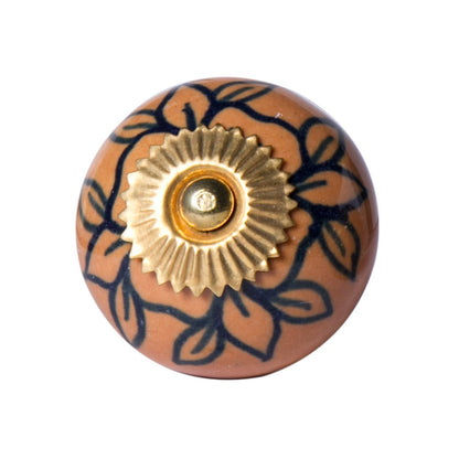 Set of Twelve Blue And Orange Ceramic And Metal Drawer Pull Knobs HomeRoots