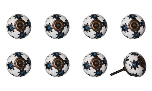 Set of Eight Black And White Ceramic And Metal Drawer Pull Knobs HomeRoots