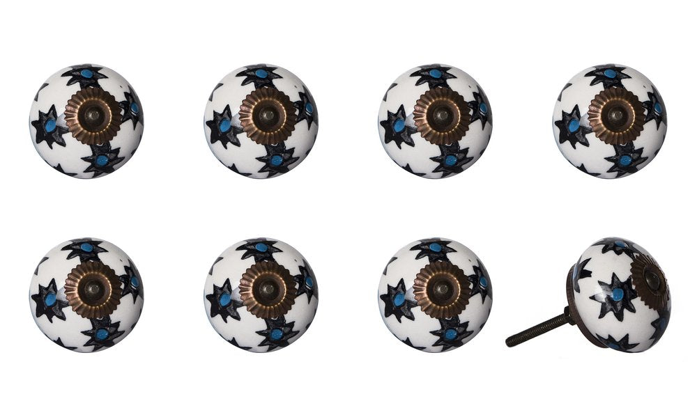 Set of Eight Black And White Ceramic And Metal Drawer Pull Knobs HomeRoots