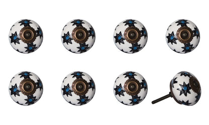 Set of Eight Black And White Ceramic And Metal Drawer Pull Knobs HomeRoots