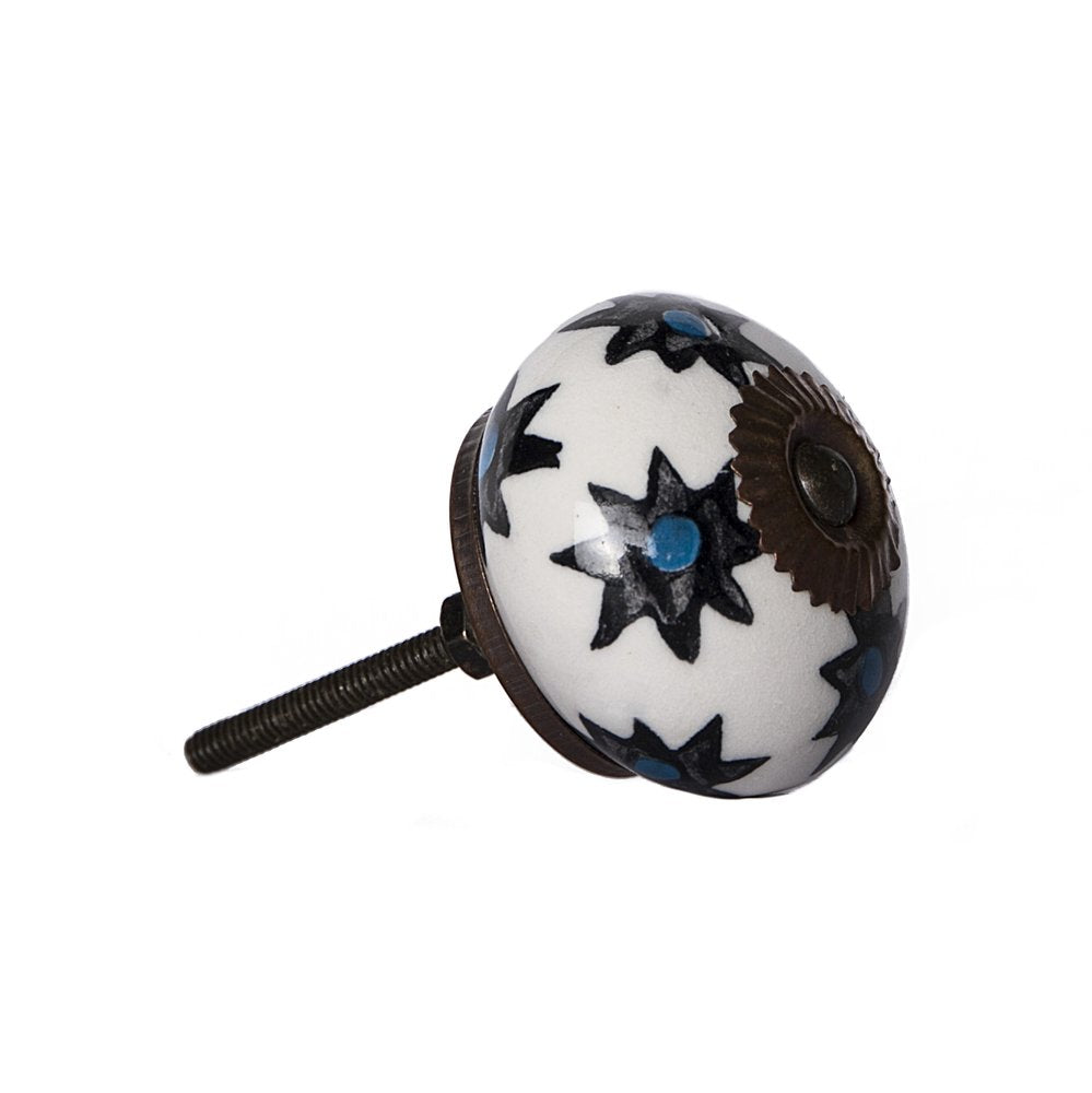 Set of Eight Black And White Ceramic And Metal Drawer Pull Knobs HomeRoots