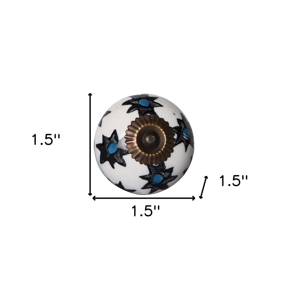 Set of Eight Black And White Ceramic And Metal Drawer Pull Knobs HomeRoots