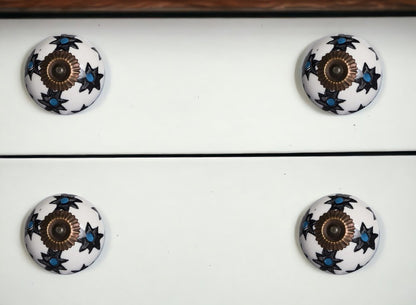 Set of Eight Black And White Ceramic And Metal Drawer Pull Knobs HomeRoots