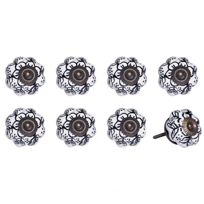 Set of Eight Black And White Ceramic And Metal Drawer Pull Knobs HomeRoots