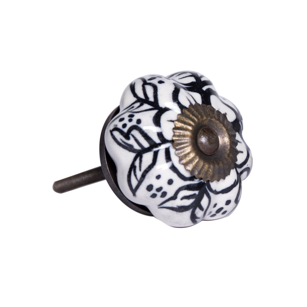 Set of Eight Black And White Ceramic And Metal Drawer Pull Knobs HomeRoots