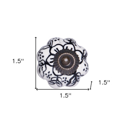 Set of Eight Black And White Ceramic And Metal Drawer Pull Knobs HomeRoots