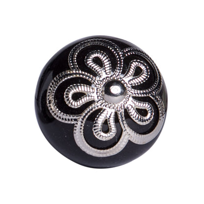Set of Eight Black And Silver Ceramic And Metal Drawer Pull Knobs HomeRoots