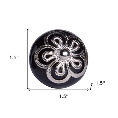Set of Eight Black And Silver Ceramic And Metal Drawer Pull Knobs HomeRoots