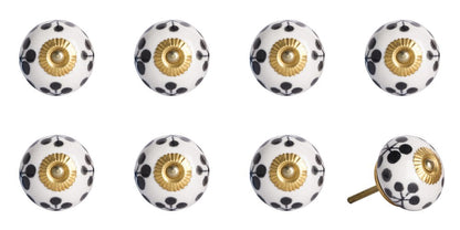 Set of Eight Black And White Ceramic And Metal Drawer Pull Knobs HomeRoots