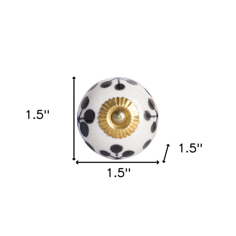 Set of Eight Black And White Ceramic And Metal Drawer Pull Knobs HomeRoots