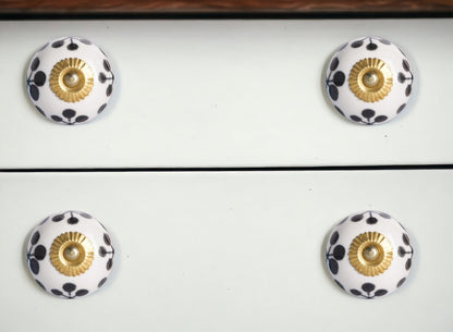 Set of Eight Black And White Ceramic And Metal Drawer Pull Knobs HomeRoots