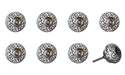 Set of Eight Black And White Ceramic And Metal Drawer Pull Knobs HomeRoots
