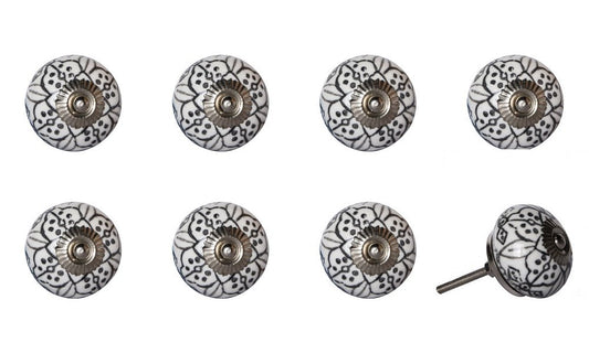 Set of Eight Black And White Ceramic And Metal Drawer Pull Knobs HomeRoots