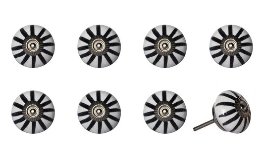 Set of Eight Black And White Ceramic And Metal Drawer Pull Knobs HomeRoots