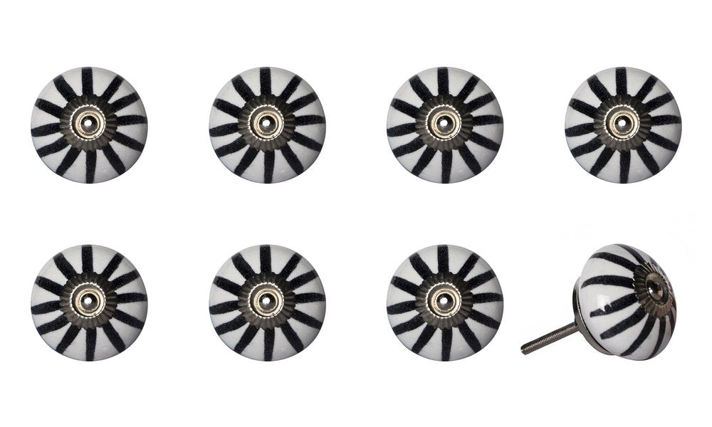 Set of Eight Black And White Ceramic And Metal Drawer Pull Knobs HomeRoots