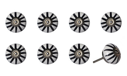 Set of Eight Black And White Ceramic And Metal Drawer Pull Knobs HomeRoots