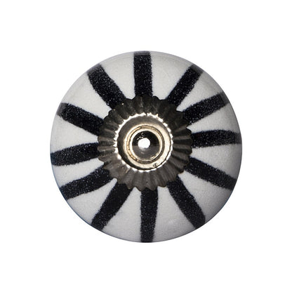 Set of Eight Black And White Ceramic And Metal Drawer Pull Knobs