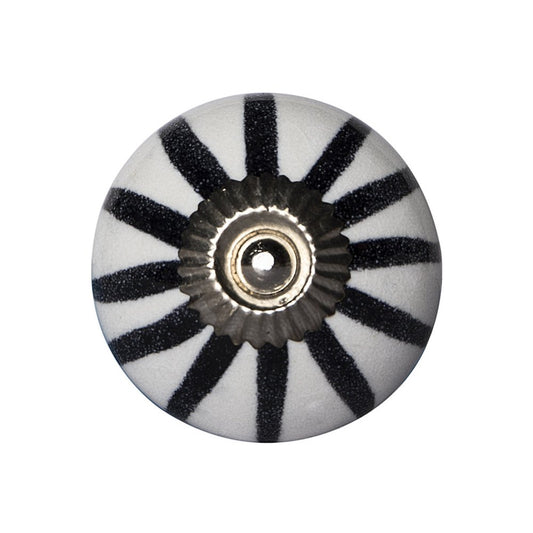 Set of Eight Black And White Ceramic And Metal Drawer Pull Knobs
