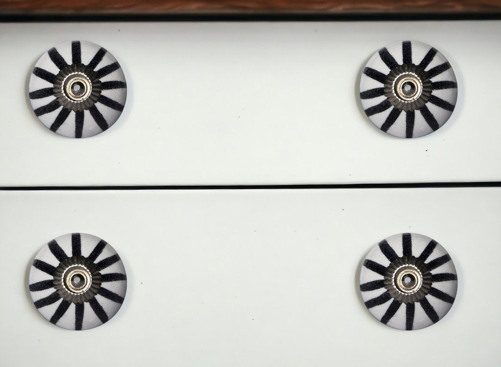 Set of Eight Black And White Ceramic And Metal Drawer Pull Knobs HomeRoots