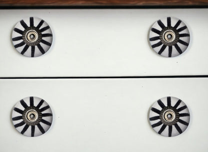 Set of Eight Black And White Ceramic And Metal Drawer Pull Knobs HomeRoots