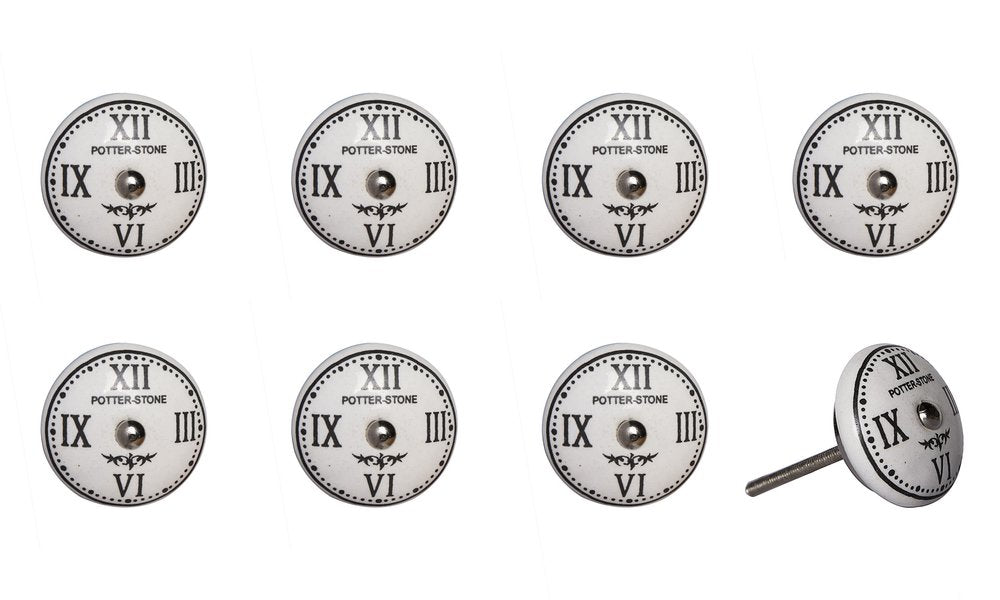 Set of Eight Black And White Ceramic And Metal Drawer Pull Knobs HomeRoots