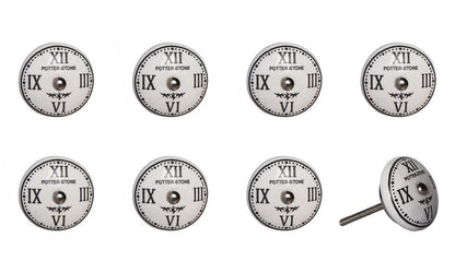 Set of Eight Black And White Ceramic And Metal Drawer Pull Knobs HomeRoots