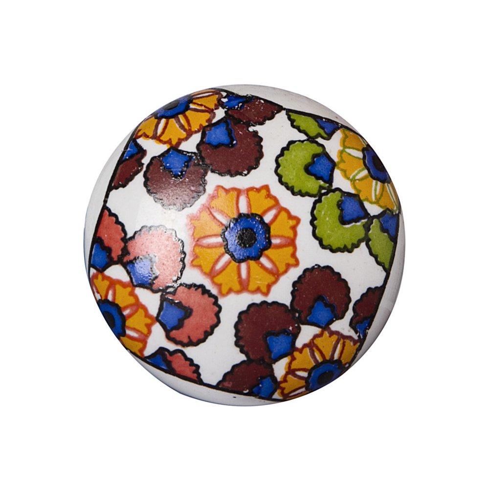 Set of Eight Blue And Orange Ceramic And Metal Drawer Pull Knobs HomeRoots