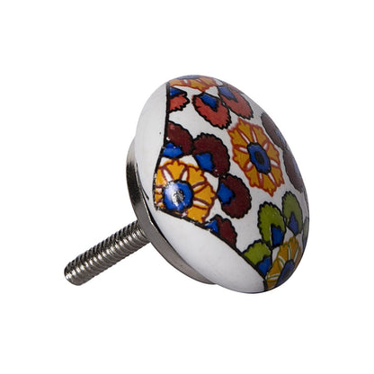 Set of Eight Blue And Orange Ceramic And Metal Drawer Pull Knobs HomeRoots
