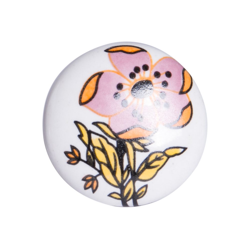 Set of Eight Yellow And White Ceramic And Metal Drawer Pull Knobs HomeRoots