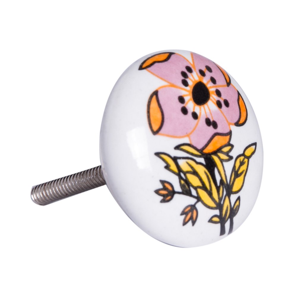 Set of Eight Yellow And White Ceramic And Metal Drawer Pull Knobs HomeRoots