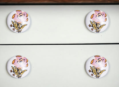 Set of Eight Yellow And White Ceramic And Metal Drawer Pull Knobs HomeRoots