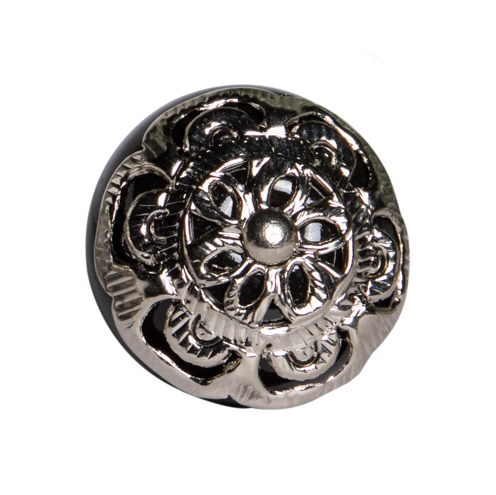 Set of Eight Black And Silver Ceramic And Metal Drawer Pull Knobs HomeRoots