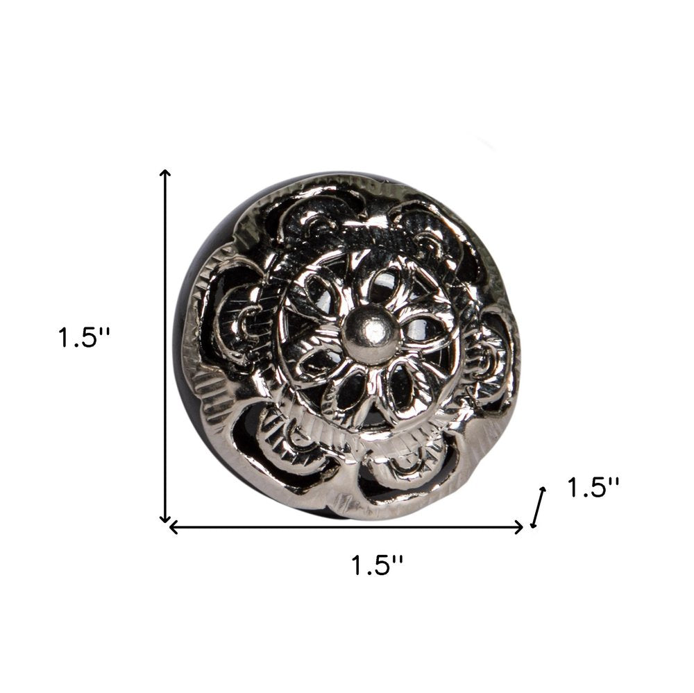 Set of Eight Black And Silver Ceramic And Metal Drawer Pull Knobs HomeRoots