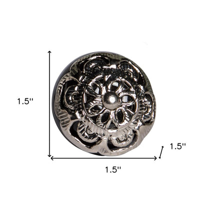 Set of Eight Black And Silver Ceramic And Metal Drawer Pull Knobs HomeRoots