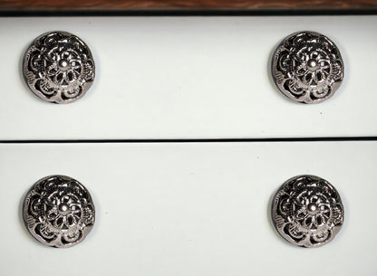 Set of Eight Black And Silver Ceramic And Metal Drawer Pull Knobs HomeRoots