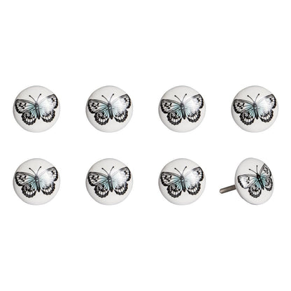 Set of Eight Black And White Ceramic And Metal Drawer Pull Knobs HomeRoots