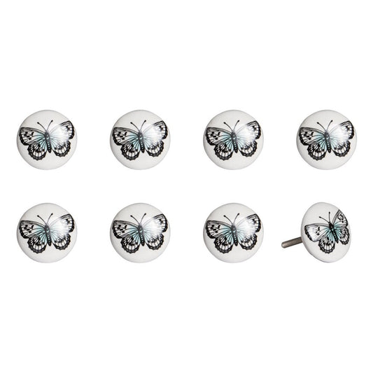 Set of Eight Black And White Ceramic And Metal Drawer Pull Knobs HomeRoots