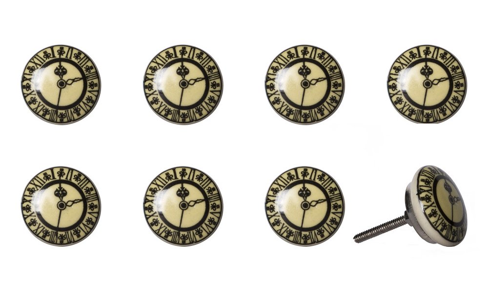 Set of Eight Black And Off White Ceramic And Metal Drawer Pull Knobs HomeRoots